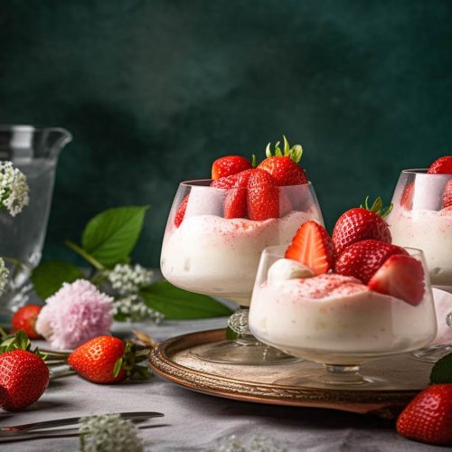 Fladermousse med jordgubbar