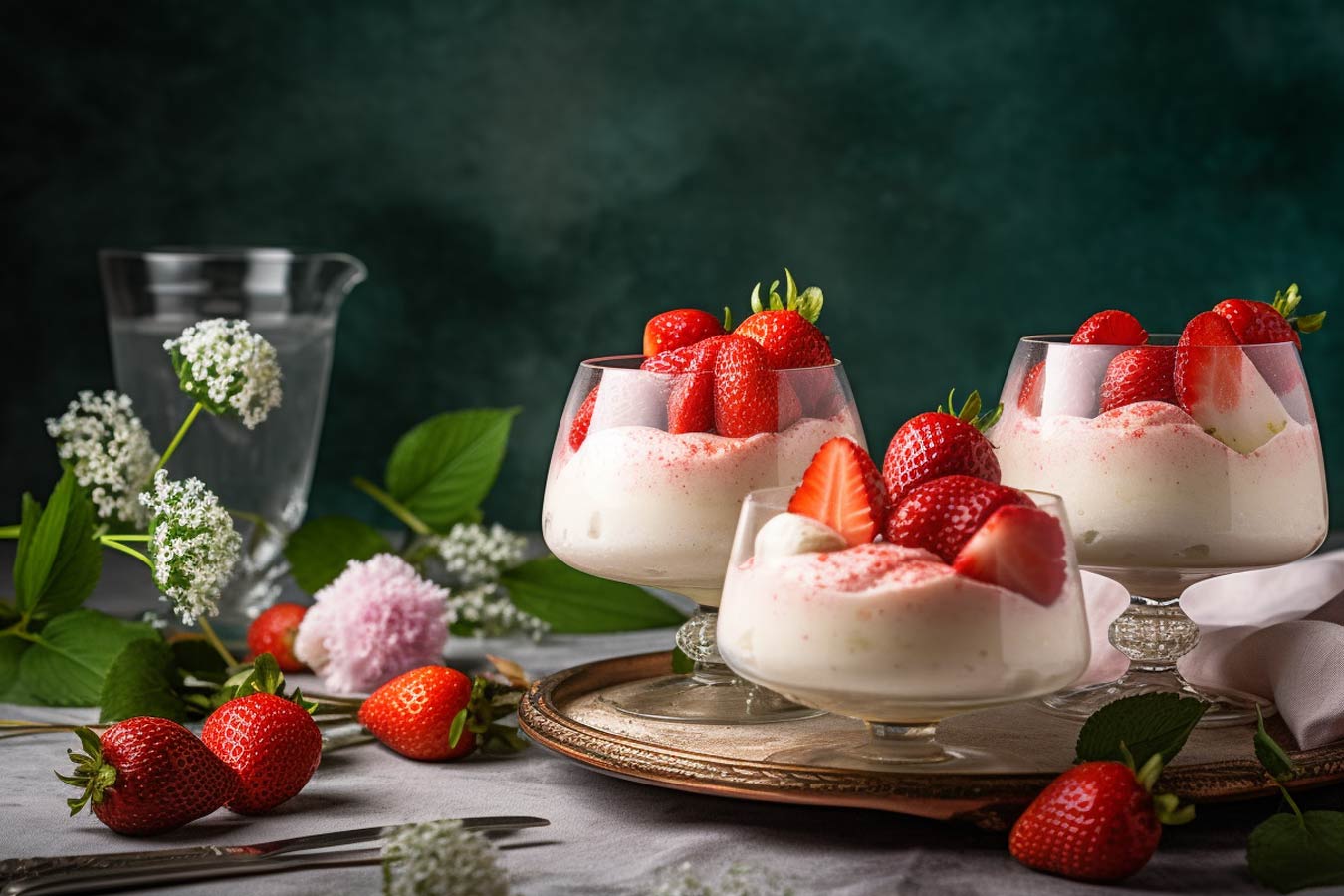 Fladermousse med jordgubbar