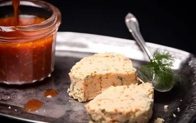Laxpaté med räkor och kall romsås