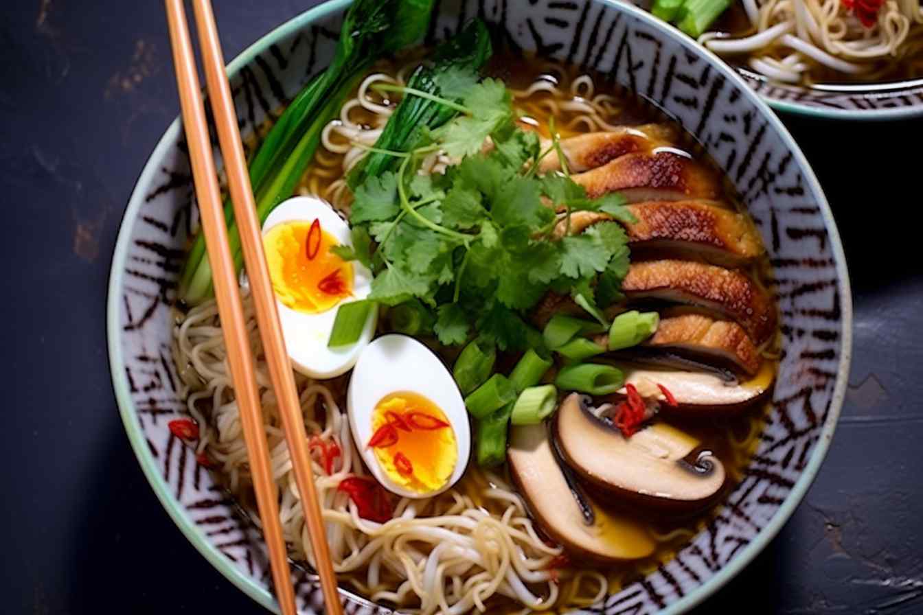 Ramen soppa med kycling och shiitake